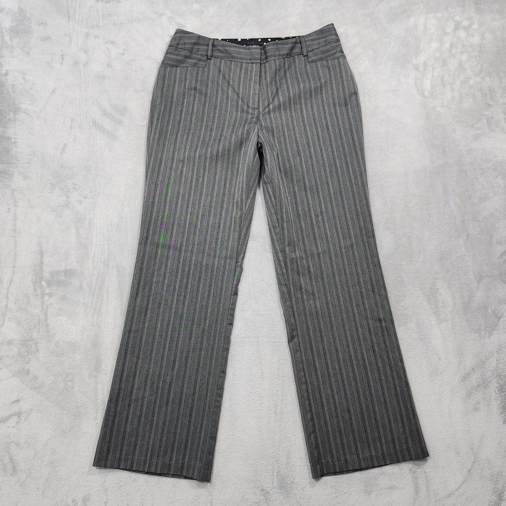 SOHO Apparel LTD. Pants Womens 12 Gray Pinstripe Bootcut Dress Stretch Office